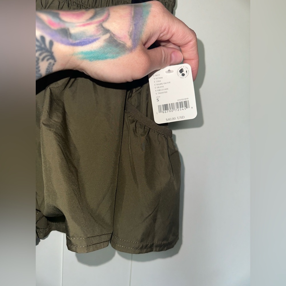 NWT Free People Movement Get Your Flirt On Shorts In Dark Olive - Picture 8 of 8